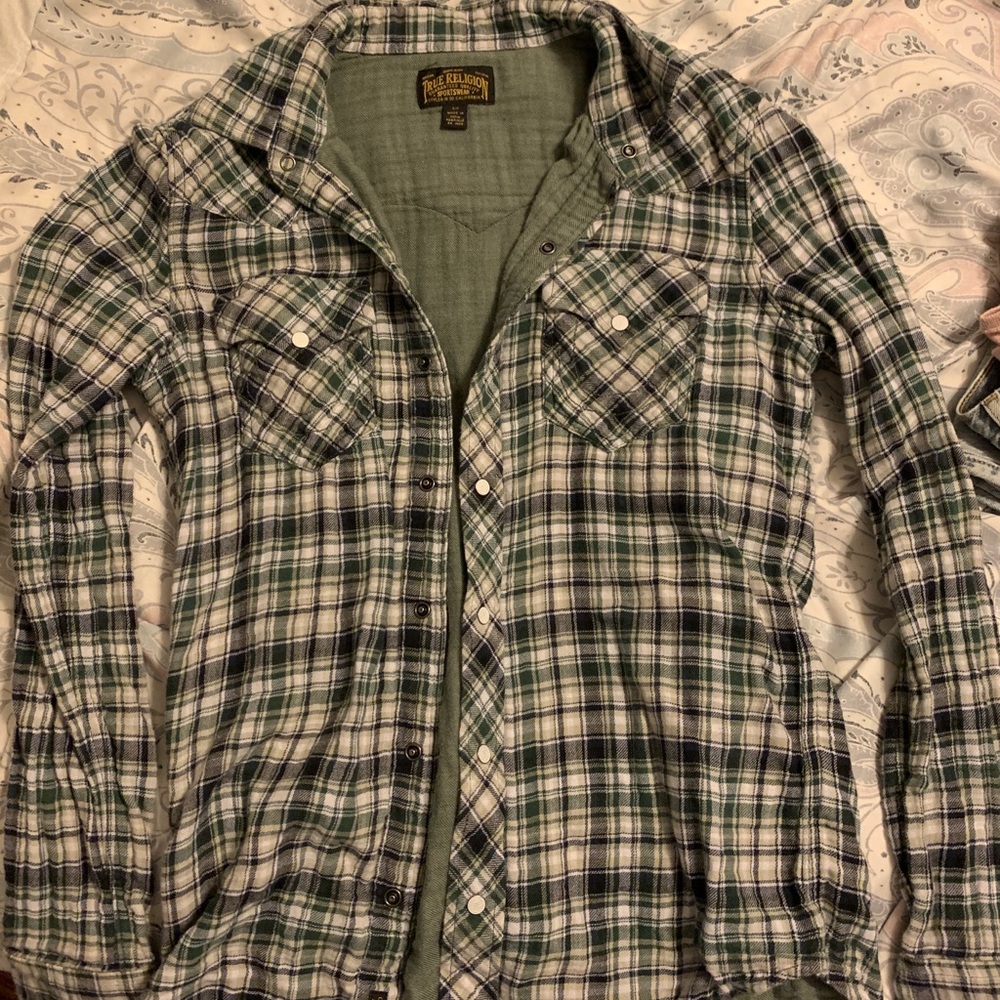 Green and Blue True Religion Flannel